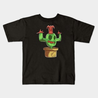 Funny Cartoon Cactus Head Kids T-Shirt